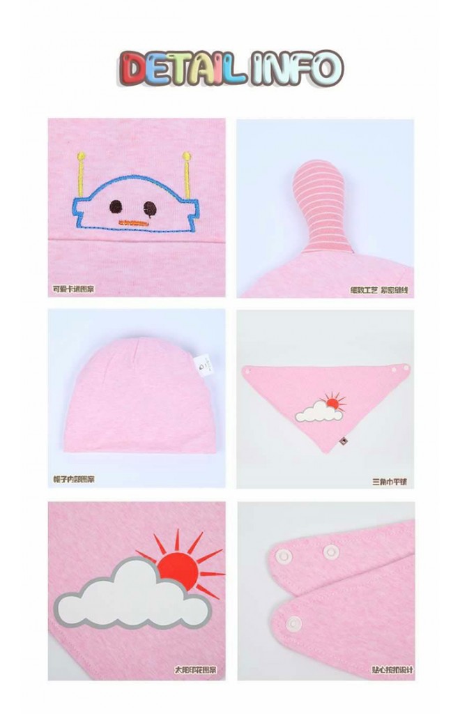 เซ็ตหมวกโรบอทพร้อมผ้ากันเปื้อนสามเหลี่ยม TIANYIBEAR