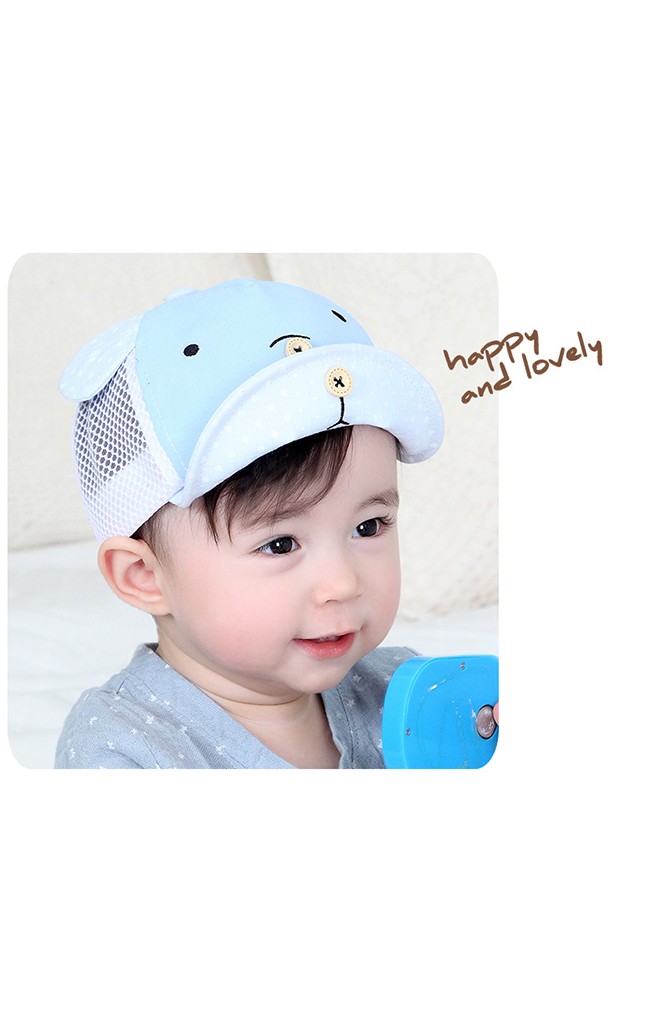 หมวกแก๊ปหมีน้อย ปีกและลายจุด ด้านหลังผ้าตาข่าย KUKUJI