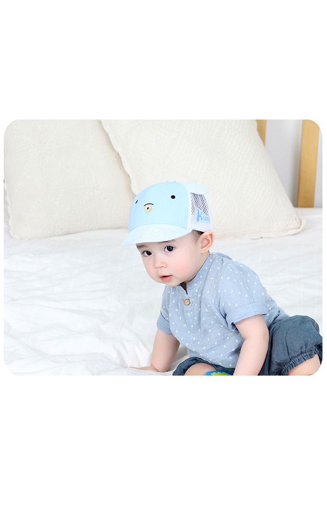 หมวกแก๊ปหมีน้อย ปีกและลายจุด ด้านหลังผ้าตาข่าย KUKUJI