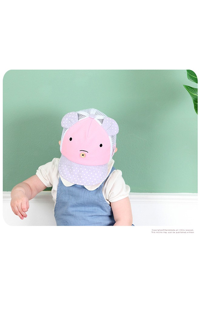 หมวกแก๊ปหมีน้อย ปีกและลายจุด ด้านหลังผ้าตาข่าย KUKUJI