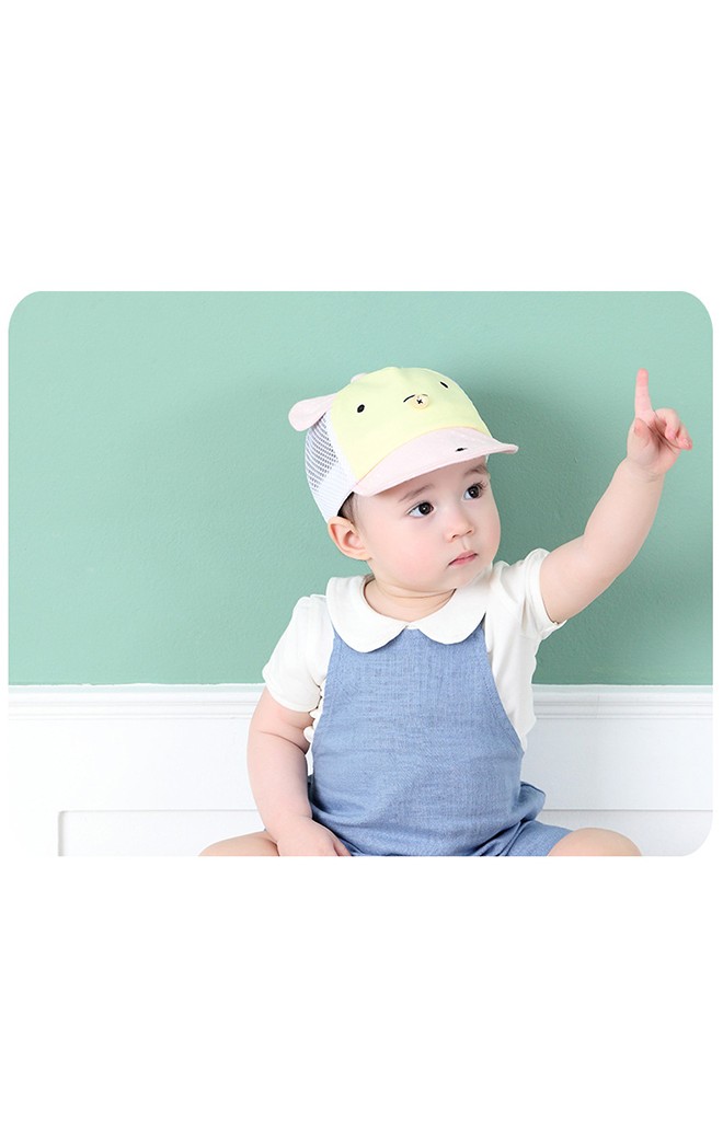 หมวกแก๊ปหมีน้อย ปีกและลายจุด ด้านหลังผ้าตาข่าย KUKUJI