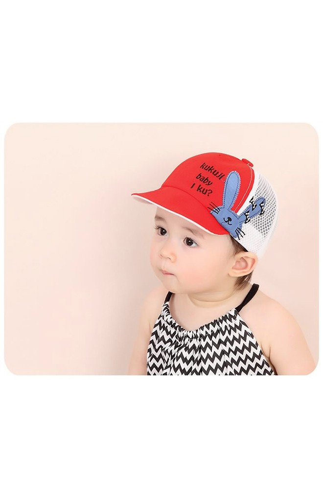 หมวกแก๊ปแต่งกระต่ายด้านหลังผ้าตาข่าย KUKUJI