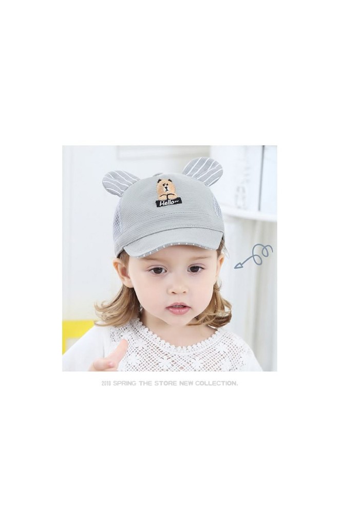 หมวกแก๊ปปักหน้าหมีน้อย อักษร Hello ด้านหลังผ้าตาข่าย