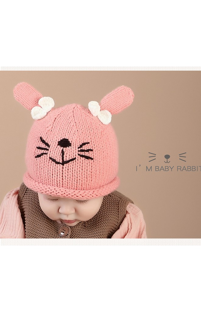 หมวกไหมหูกระต่ายผูกโบว์น่ารัก