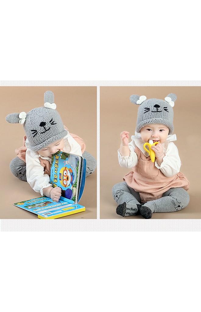 หมวกไหมหูกระต่ายผูกโบว์น่ารัก