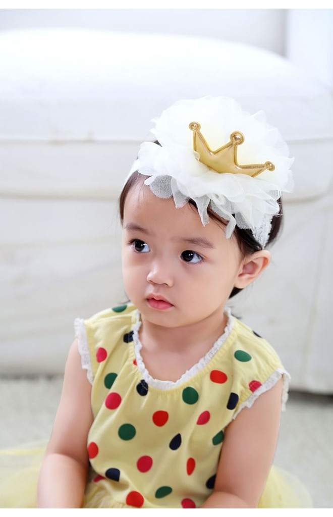ผ้าคาดผมมงกุฎแต่งระบายใหญ่ ผ้าคาดลูกไม้ยืด