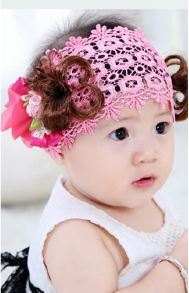 ผ้าคาดลูกไม้สีชมพู ปอยผมแต่งโบว์ดอกไม้ ผ้าคาดลูกไม้สีชมพู ปอยผมแต่งโบว์ดอกไม้
