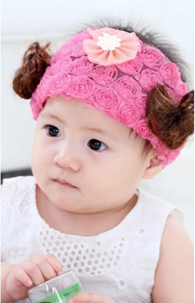 ผ้าคาดปอยผมกุหลาบเล็กๆ สีชมพูพู แต่งดอกไม้ส้ม ผ้าคาดปอยผมกุหลาบเล็กๆ สีชมพูพู แต่งดอกไม้ส้ม
