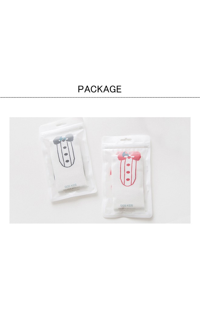 ถุงเท้าเด็กแบบยาวลายรองเท้าผูกโบว์