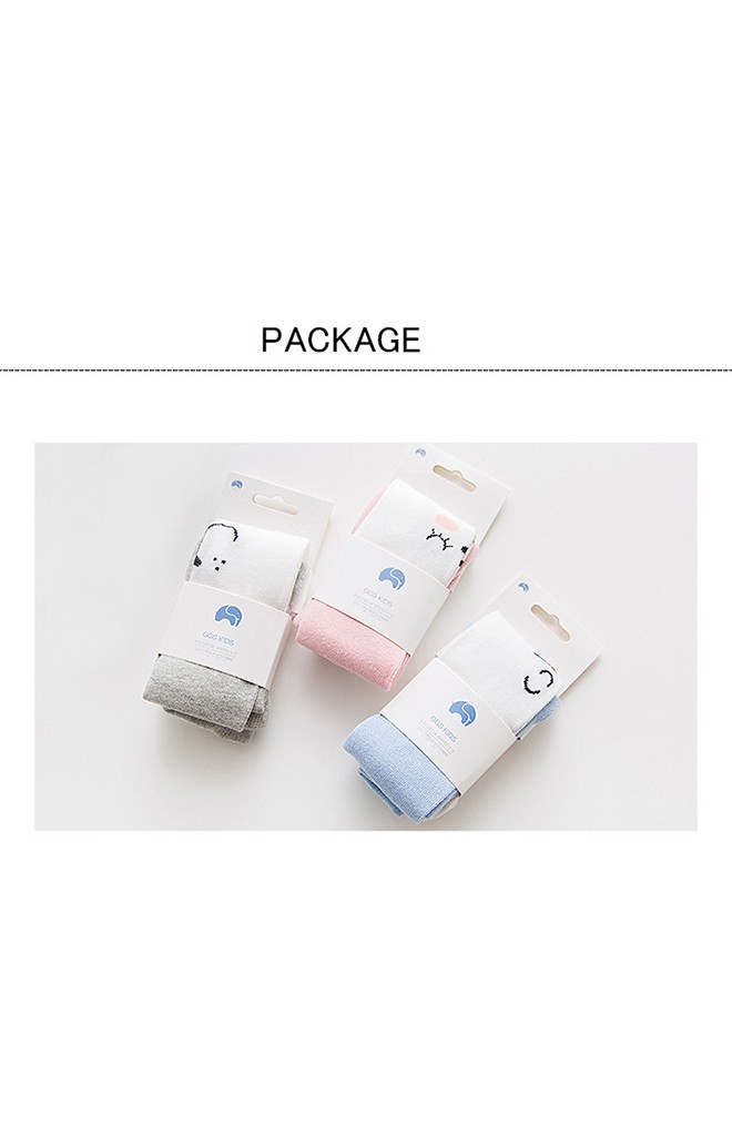 ถุงน่องเด็กลายหน้าหมีน้อย สีเทา-ขาว