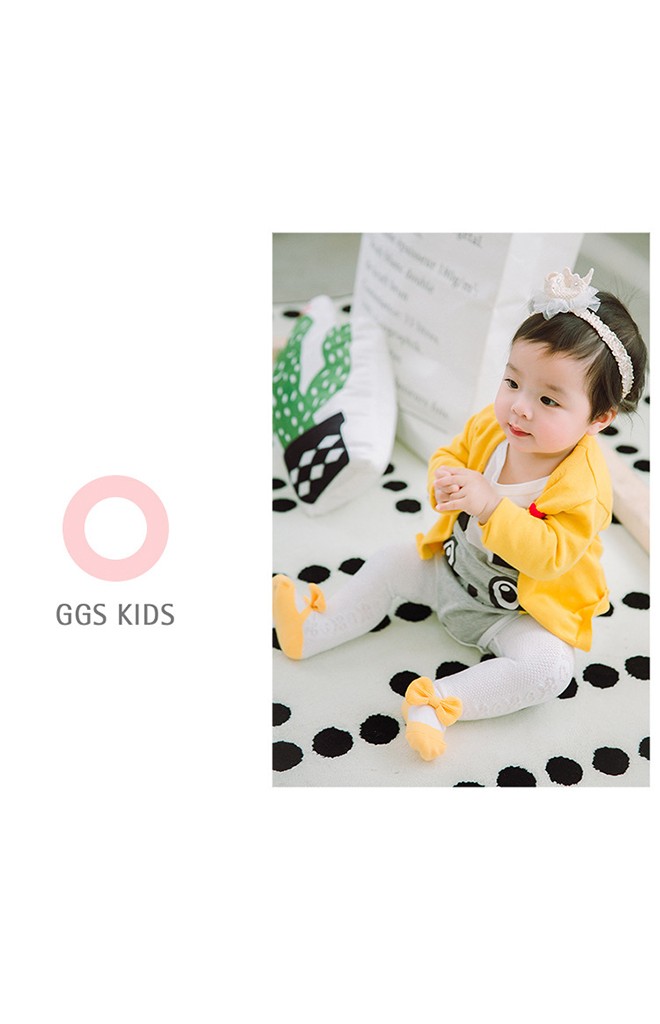ถุงน่องเด็กทอลายตาข่ายลายรองเท้าแต่งโบว์น่ารัก