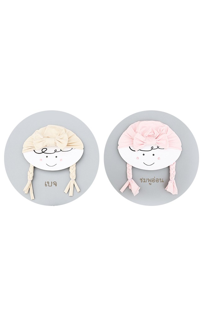 หมวกสาวน้อยแต่งโบว์ห้อยเปียน่ารักๆ จาก Angel Neitiri