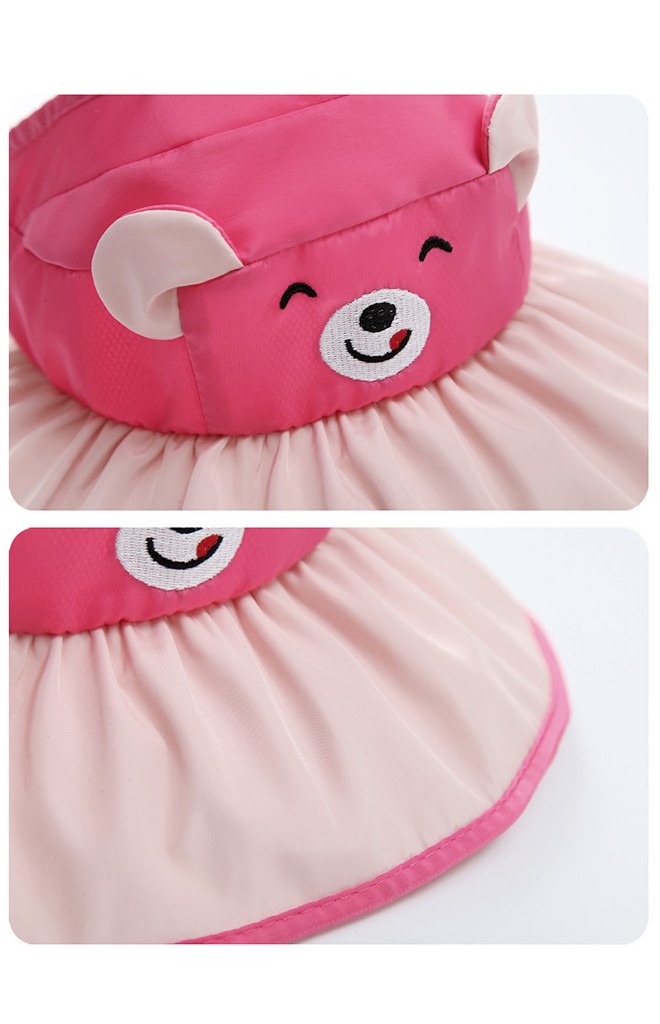 หมวกกันแดดปีกกว้างผ้าร่มหน้าหมีน้อยแต่งหูน่ารัก GZMM