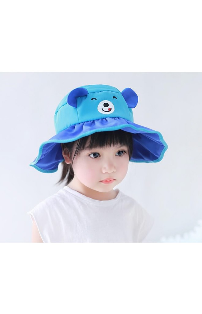 หมวกกันแดดปีกกว้างผ้าร่มหน้าหมีน้อยแต่งหูน่ารัก GZMM