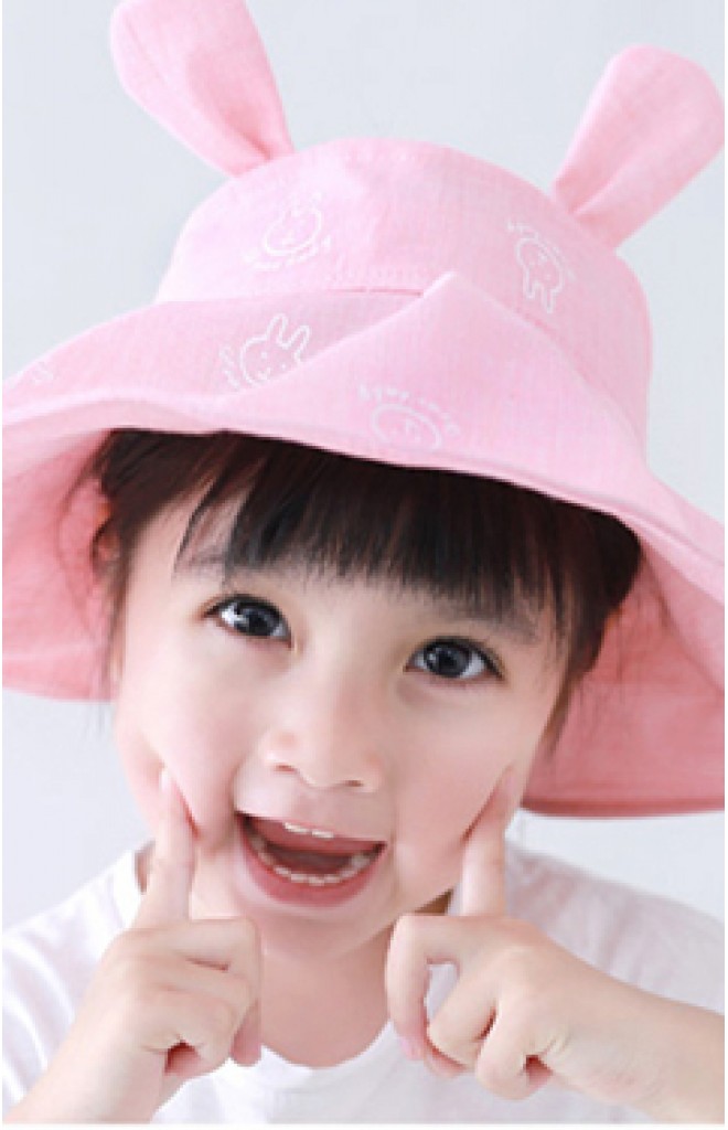 หมวกกันแดดปีกกว้างลายกระต่ายแต่งหูน่ารัก GZMM หมวกกันแดดปีกกว้างลายกระต่ายแต่งหูน่ารัก GZMM
