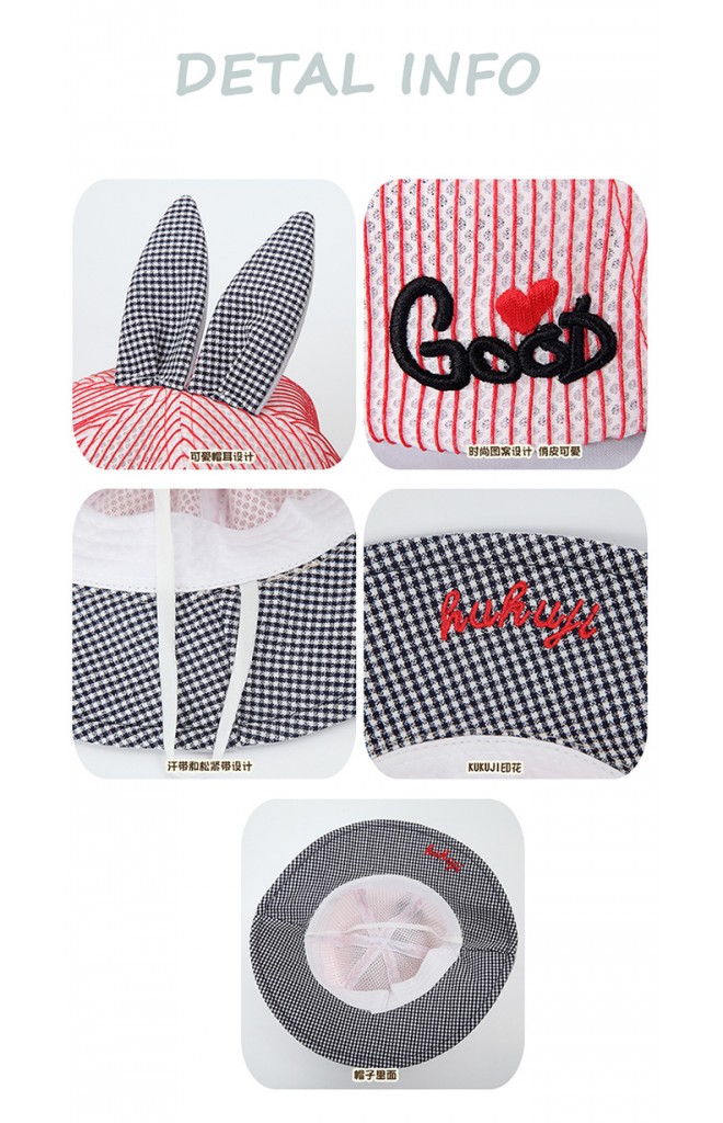 หมวกบัคเก็ตผ้าตาข่ายหูกระต่าย ปักอักษร GOOD จาก KUKUJI