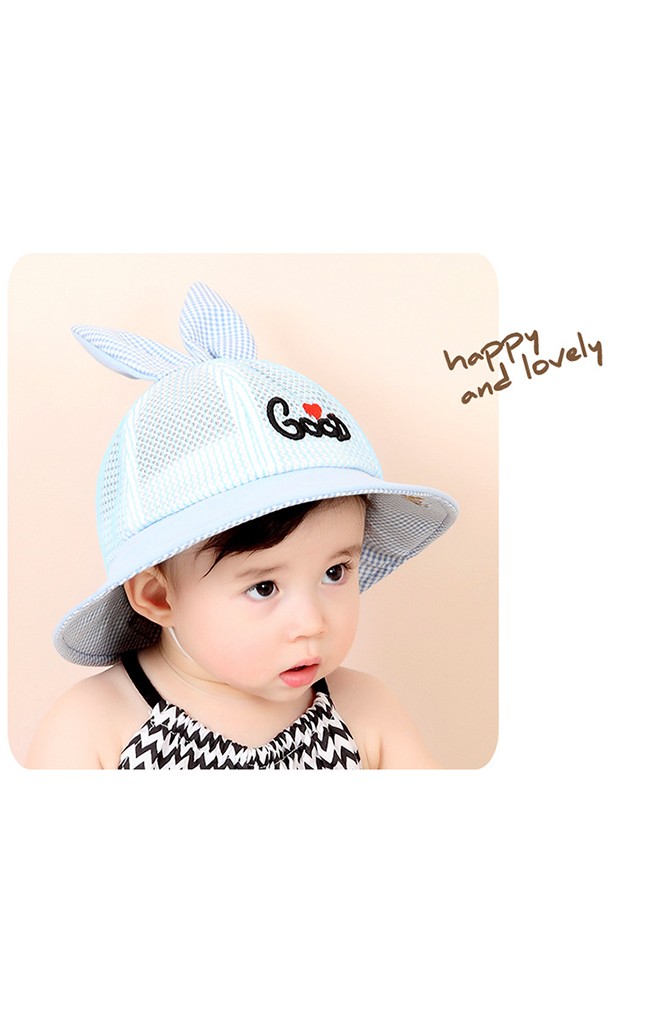 หมวกบัคเก็ตผ้าตาข่ายหูกระต่าย ปักอักษร GOOD จาก KUKUJI
