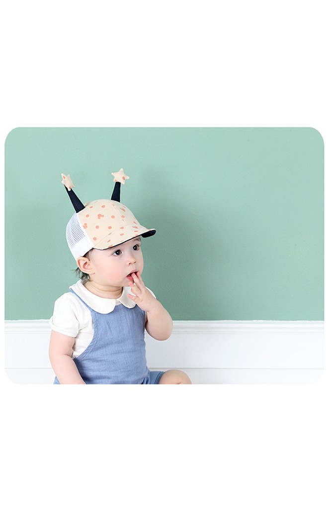 หมวกแก๊ปเด็กลายจุดและมิกกี้ แต่งเขายาวปลายดาว KUKUJI