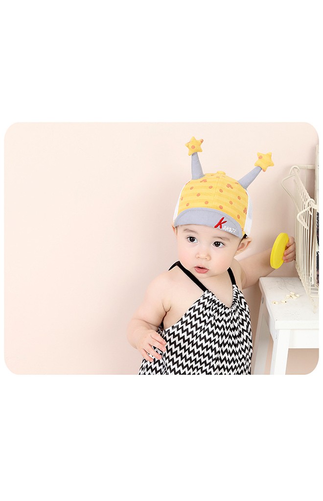 หมวกแก๊ปเด็กลายจุดและมิกกี้ แต่งเขายาวปลายดาว KUKUJI