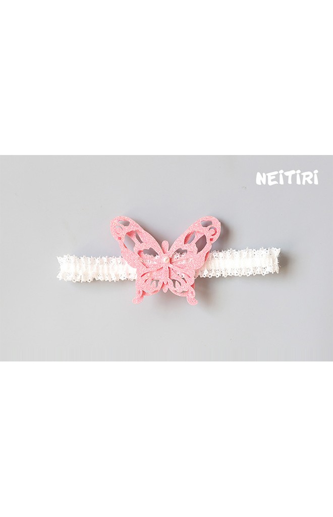 สายคาดผมผีเสื้อแสนสวย สายลูกไม้ยืดขาว Angel Neitiri
