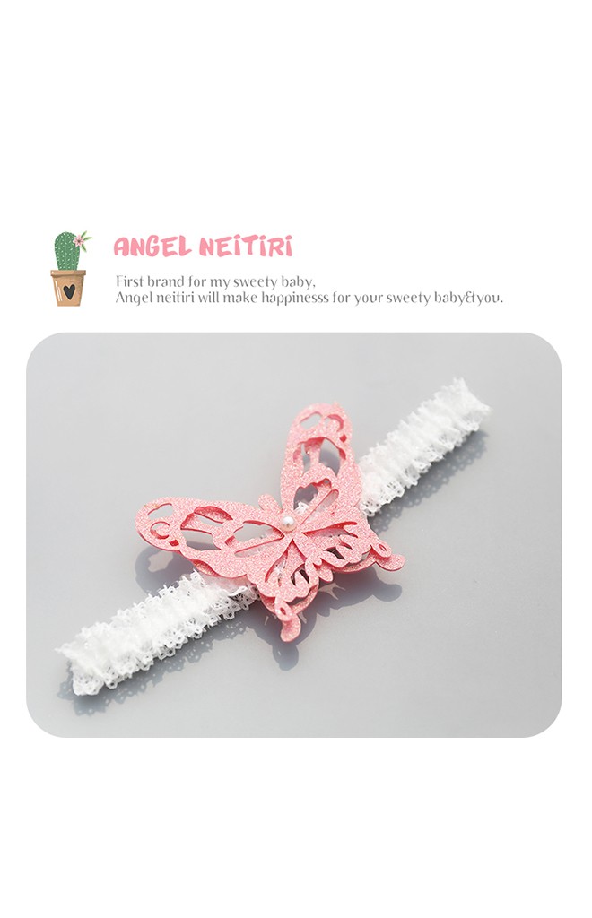 สายคาดผมผีเสื้อแสนสวย สายลูกไม้ยืดขาว Angel Neitiri