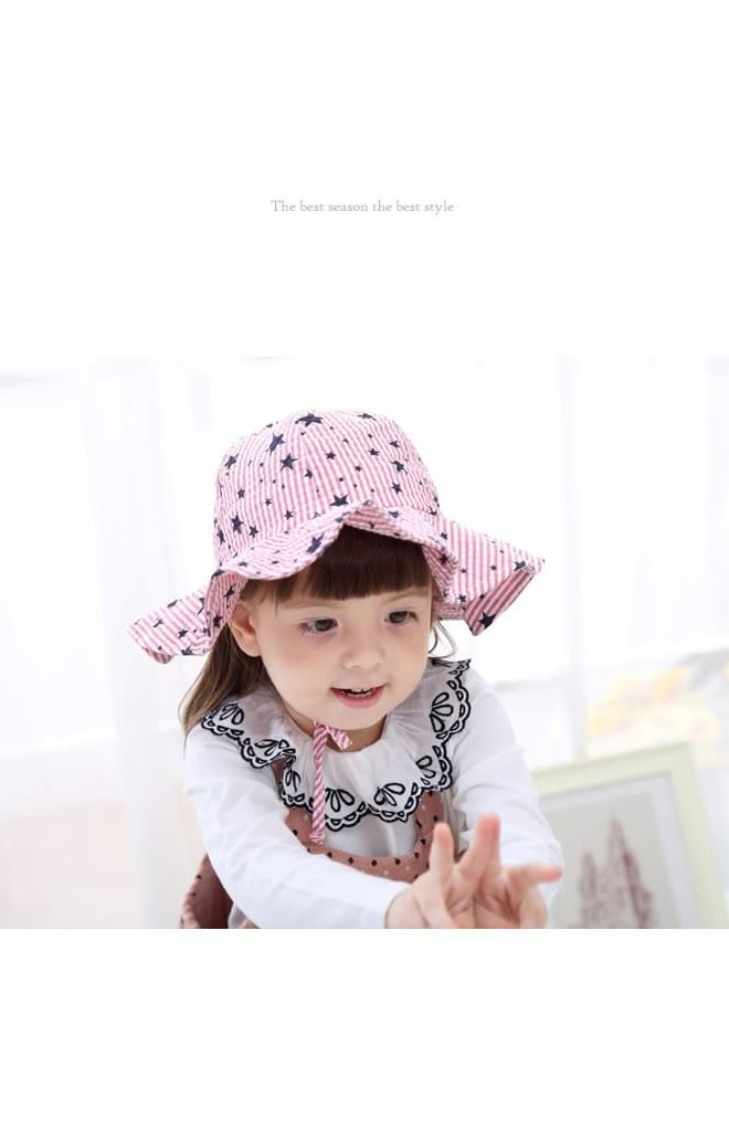 หมวกเด็กปีกกว้างลายดาว หมวกกันแดดเด็ก