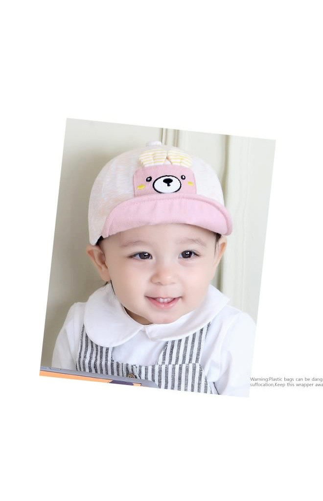 หมวกแก๊ปเด็กแต่งกระเป๋าเล็กหน้าหมี TIANYIBEAR