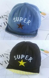 หมวกแก๊ปยีนส์ปักดาวและอักษร SUPER ใต้ปีกลายทาง