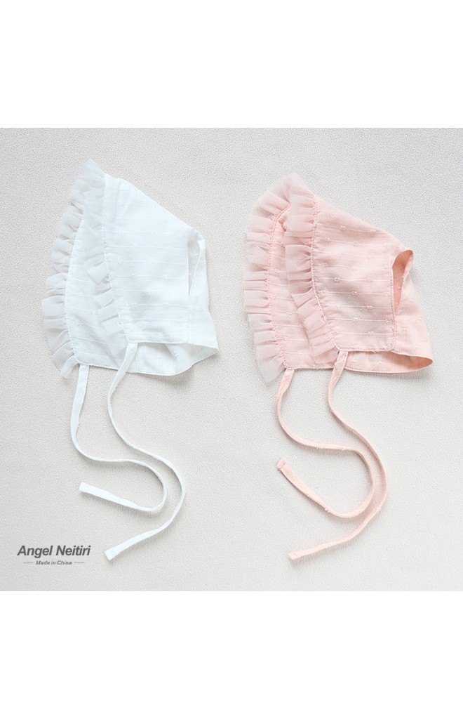 หมวกผูกคางเด็กขอบระบายผ้าโปร่งน่ารัก จาก Angel Neitiri