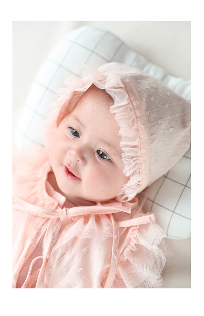 หมวกผูกคางเด็กขอบระบายผ้าโปร่งน่ารัก จาก Angel Neitiri