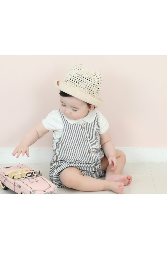 หมวกถักหมีน้อย มีสายยืดคล้องใต้คาง