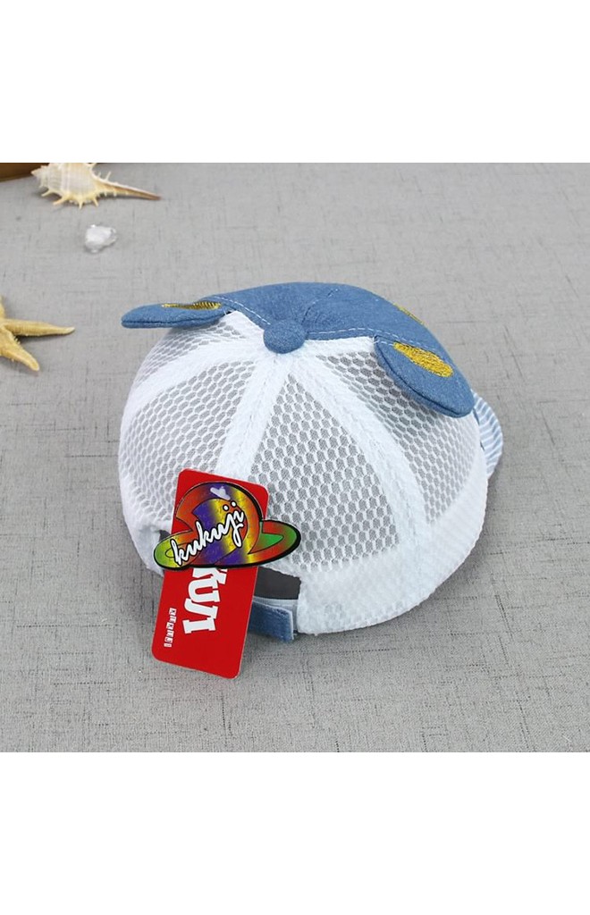 หมวกแก๊ปยีนส์ปักหน้าหมีน้อย KUKUJI ด้านหลังผ้าตาข่าย