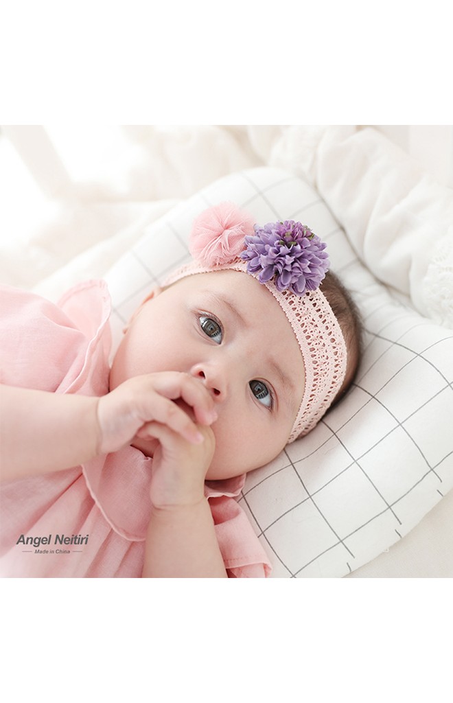 สายคาดผมสาวน้อยแต่งดอกไม้และปอมปอม Angel Neitiri