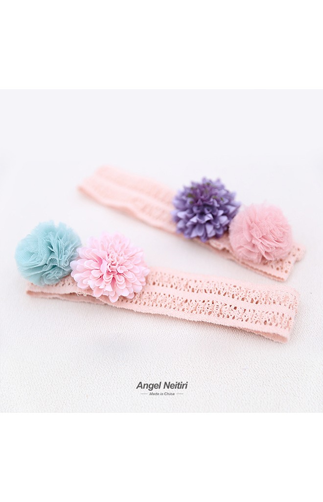 สายคาดผมสาวน้อยแต่งดอกไม้และปอมปอม Angel Neitiri