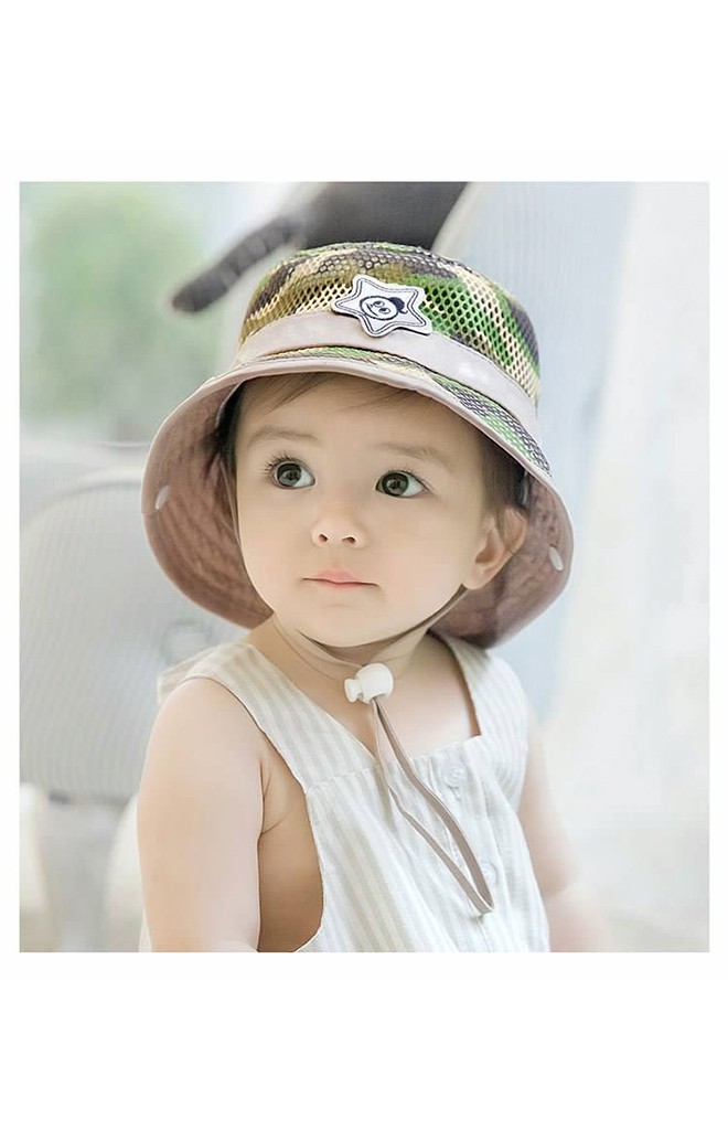 หมวกกันแดดเด็กผ้าตาข่ายลายพรางทหาร GZMM