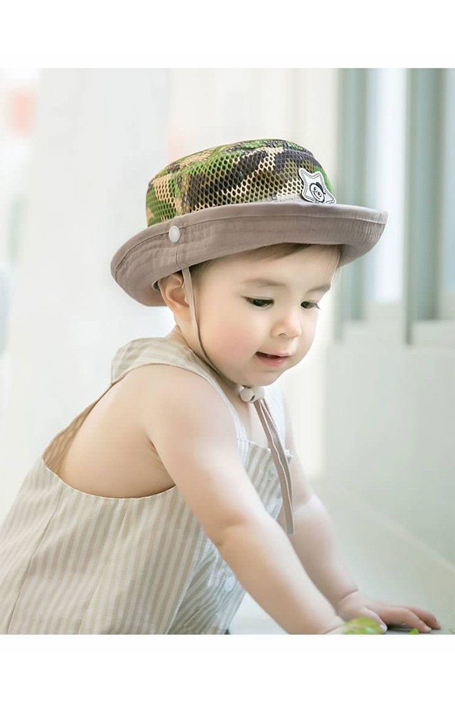หมวกกันแดดเด็กผ้าตาข่ายลายพรางทหาร GZMM