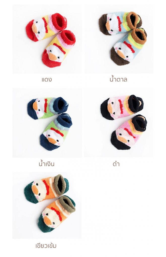 ถุงเท้าเด็กข้อสั้นหน้าเพนกวิน ถุงเท้าแบบฟูนิ่มๆ มีกันลื่น