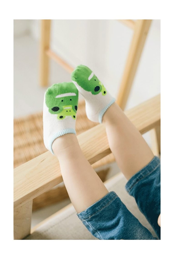 ถุงเท้าเด็กเล็กลายหน้าสัตว์น่ารัก แบบสั้นมีกันลื่น