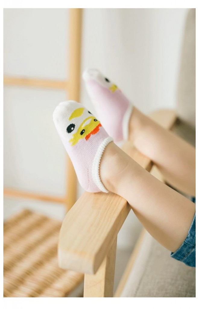 ถุงเท้าเด็กเล็กลายหน้าสัตว์น่ารัก แบบสั้นมีกันลื่น