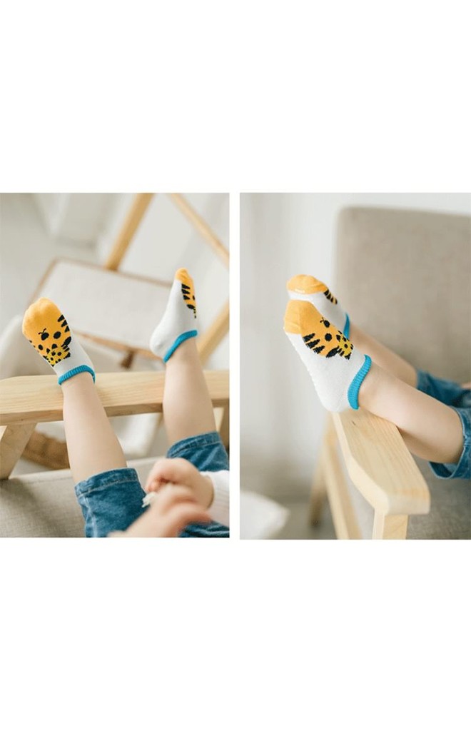 ถุงเท้าเด็กเล็กลายหน้าสัตว์น่ารัก แบบสั้นมีกันลื่น