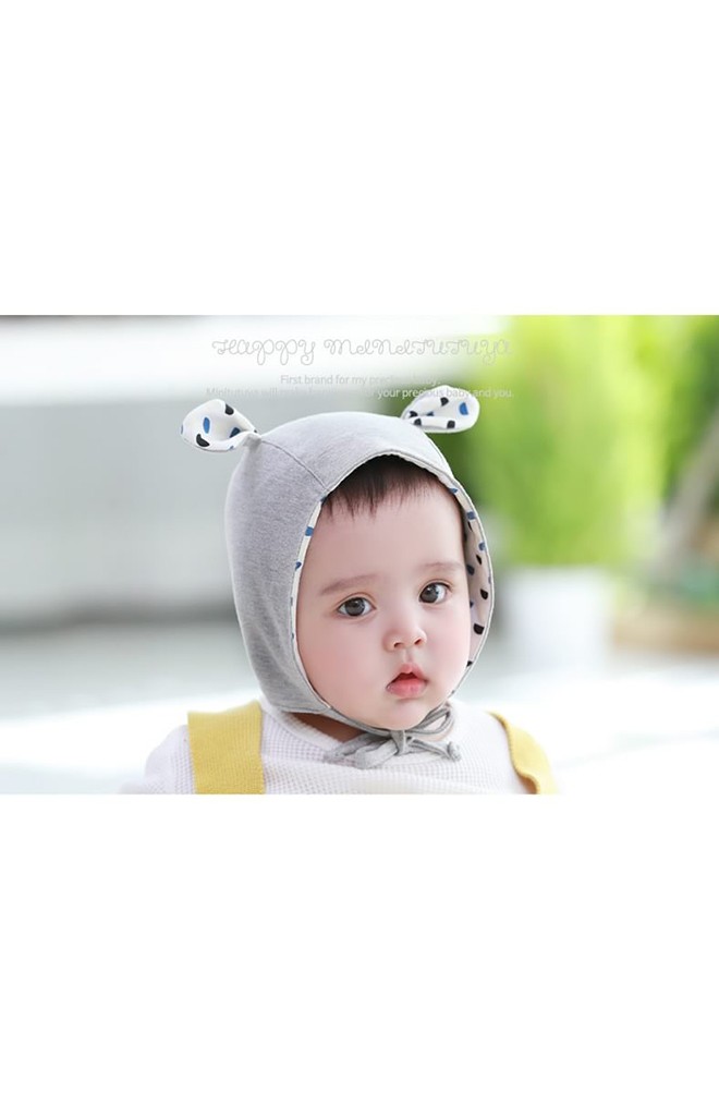 หมวกผูกคางแต่งหูเล็กน่ารัก ด้านในผ้าลาย จาก TUTUYA