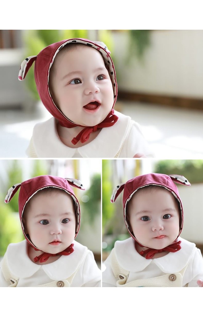หมวกผูกคางแต่งหูเล็กน่ารัก ด้านในผ้าลาย จาก TUTUYA