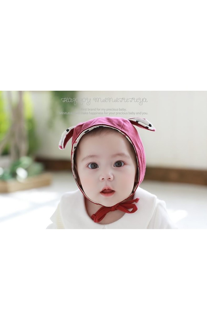 หมวกผูกคางแต่งหูเล็กน่ารัก ด้านในผ้าลาย จาก TUTUYA