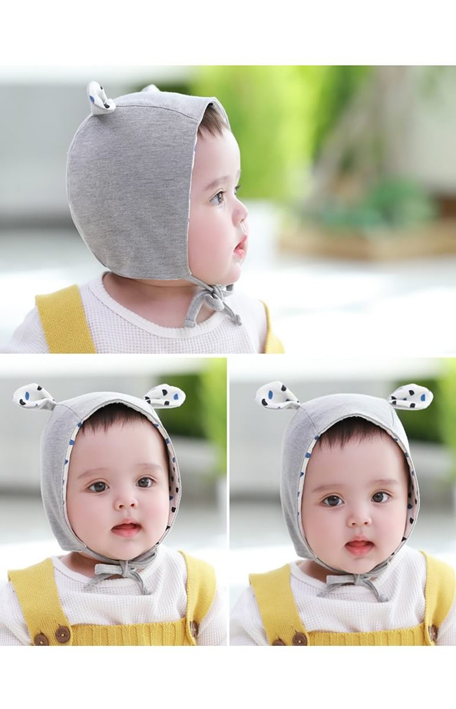 หมวกผูกคางแต่งหูเล็กน่ารัก ด้านในผ้าลาย จาก TUTUYA