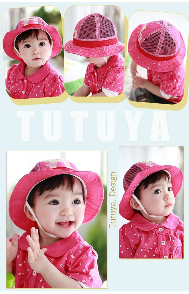 หมวกเด็กปีกรอบสกรีนหมีน้อยและกระต่าย จาก TUTUYA
