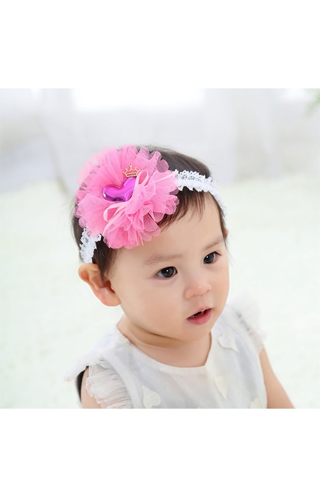 สายคาดผมหัวใจแต่งผ้าโปร่งฟูน่ารัก