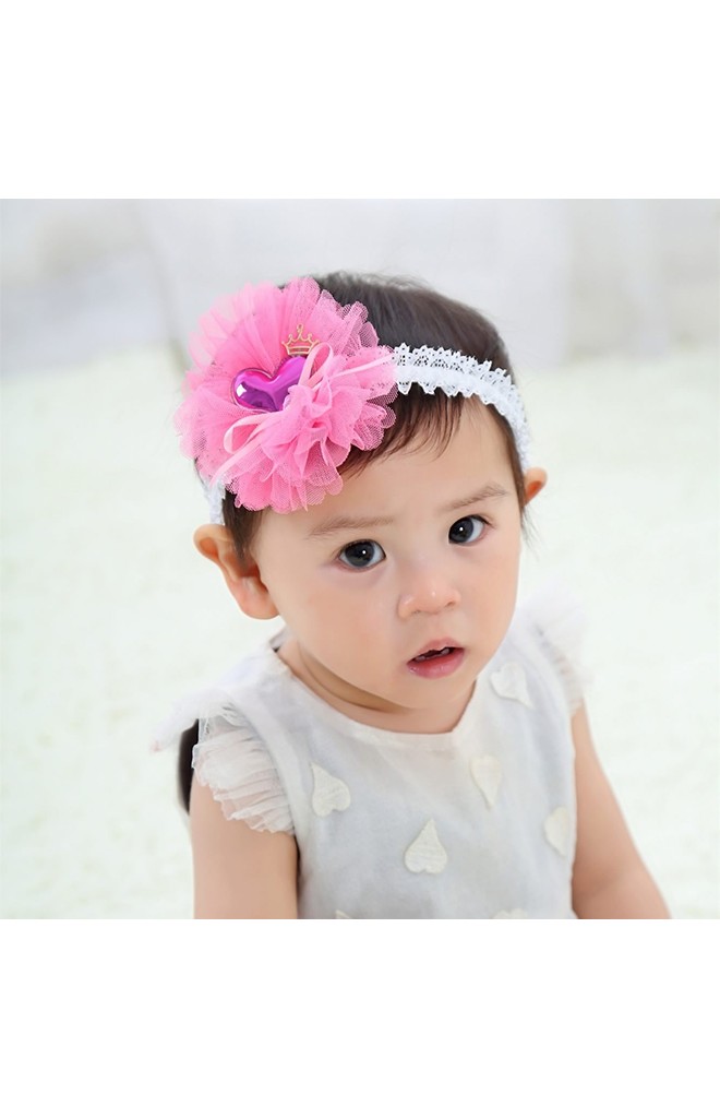 สายคาดผมหัวใจแต่งผ้าโปร่งฟูน่ารัก