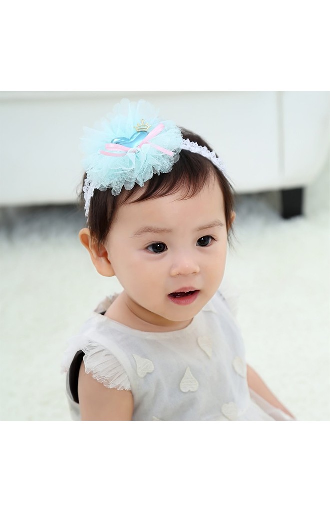 สายคาดผมหัวใจแต่งผ้าโปร่งฟูน่ารัก