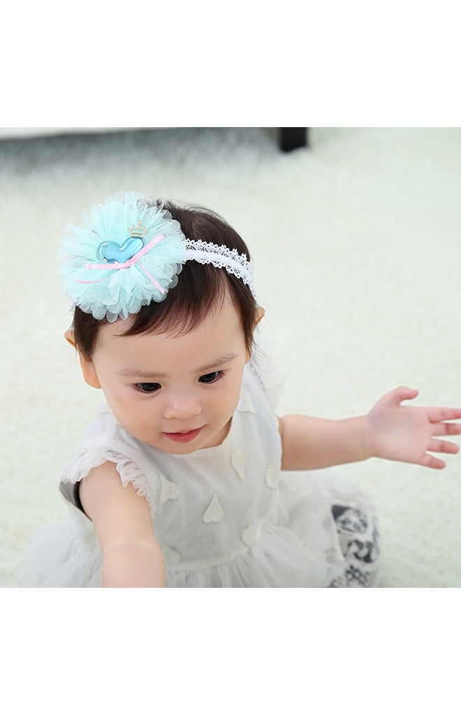 สายคาดผมหัวใจแต่งผ้าโปร่งฟูน่ารัก