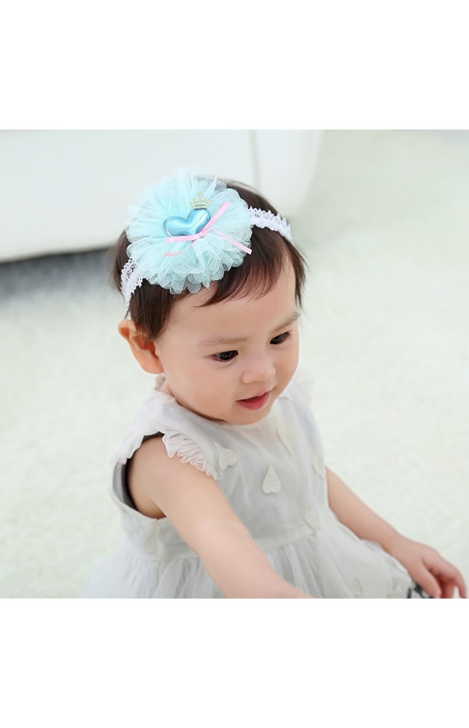 สายคาดผมหัวใจแต่งผ้าโปร่งฟูน่ารัก